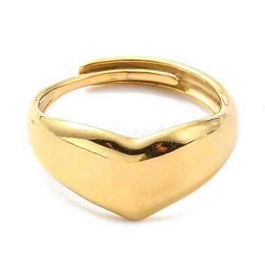 anillo de corazón de acero inoxidable ajustable 304 para mujer(RJEW-C016-05G)-2