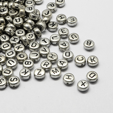 Silver Flat Round Acrylic Beads