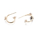 Brass with Glass Stud Earrings Findings(KK-G436-04G)-3