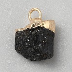 Natural Obsidian Pendants, Nuggets Charms with Golden Tone Metal Loops, 17~21x7~16x6.5~11mm, Hole: 2.5mm(G-WH0003-09G)