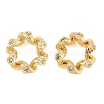 Twist Brass Clear Cubic Zirconia European Beads, Flower Large Hole Beads, Cadmium Free & Lead Free, Rack Plating, Long-Lasting Plated, Real 18K Gold Plated, 10x3mm, Hole: 5mm(KK-B186-08G)
