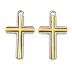 Alloy Pendants, Cross Charms, Platinum & Golden, 44.5x26x3.5mm, Hole: 3mm(AL-CBA2376-12G)