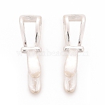 925 Sterling Silver Ice Pick Pinch Bails, Silver, 17x10x5mm, Hole: 5.5x2.5mm, Pin: 0.6mm(STER-D035-40B-02S)