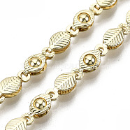 Brass Leaf Link Chains, Long-Lasting Plated, Unwelded, Light Gold, 10x4x3mm(CHC-N018-065)