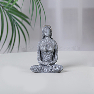 Resin Yoga Woman Prayer Statue, Fengshui Meditation Sculpture Home Decoration, Slate Gray, 36x56x80mm(DJEW-PW0013-55A-02)