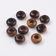 Natural Tiger Eye European Beads, Large Hole Beads, Rondelle, 14x7~8mm, Hole: 6mm(X-G-G740-14x8mm-10)