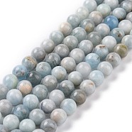 Natural Aquamarine Beads Strands, Round, Grade AB, 8mm, Hole: 1mm, about 49pcs/strand, 15.79''(40.1cm)(G-F641-02-8mm-01A)