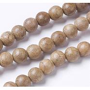 Natural Wood Beads Strands, Round, BurlyWood, 7.5~8mm, Hole: 1mm, about 46pcs/strand, 14.9 inch(38cm)(WOOD-J001-02-8mm)