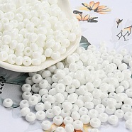 Imitation Jade Glass Seed Beads, Luster, Baking Paint, Round, White, 5.5x3.5mm, Hole: 1.5mm(SEED-Z001-A-B01)