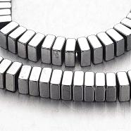 Electroplate Non-magnetic Synthetic Hematite Bead Strands, Square Heishi Beads, Silver Plated, 6x6x3mm, Hole: 1mm, about 136pcs/strand, 15.7 inch(G-F300-20A-01)