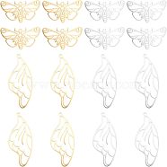 Unicraftale 8Pcs 4 Styles 201 Stainless Steel Pendants, Laser Cut, Hollow, Butterfly & Wing, Golden & Stainless Steel Color, 18~45x20~32.5x1mm, Hole: 1.6mm, 2pcs/style(STAS-UN0033-88)