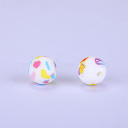 Printed Round Silicone Focal Beads, Colorful, 15x15mm, Hole: 2mm(SI-JX0056A-94)