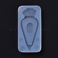Piping Bag Shape DIY Silicone Molds, Resin Casting Molds, For UV Resin, Epoxy Resin Jewelry Making, White, Cake Pattern, 88x43x11mm(DIY-I080-01D)