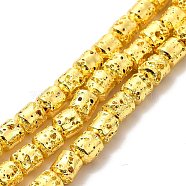 Electroplated Natural Lava Rock Beads Strands, Column, Golden Plated, 5x4mm, Hole: 1mm, about 80~83pcs/strand, 15.75~15.87 inch(40~40.3cm)(G-G984-04G)