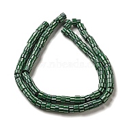 Handmade Nepalese Lampwork Beads, Column with Stripe, Green, 7x4mm, Hole: 2mm, about 103~134pcs/strand, 25.59~26.38''(65~67cm)(LAMP-B023-07B-16)