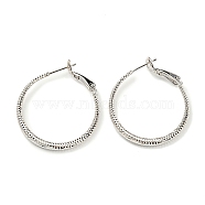 Twisted Big Ring Huggie Hoop Earrings for Girl Women, Long-Lasting Plated Brass Earrings, Platinum, 34.7x29x2.8mm, Pin: 0.8mm(KK-C224-05P-01)
