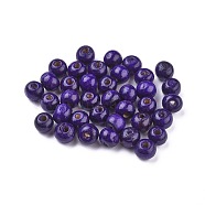 Dyed Natural Wood Beads, Round, Lead Free, Indigo, 8x7mm, Hole: 3mm, about 6000pcs/1000g(WOOD-Q006-8mm-12-LF)