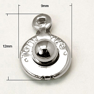 Iron Snap Clasps, Platinum, 12x9x5mm, Hole: 1mm(IFIN-I006-P)
