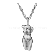 Non-Tarnish Stylish Stainless Steel Female Models Pendant Necklace for Daily Wear, Suitable for Ladies, Stainless Steel Color, 17.72 inch(45cm)(YQ1408-2)