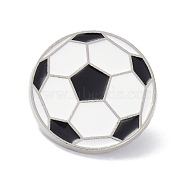 Football Alloy Enamel Brooch, Enamel Pin, White & Black, Platinum, 26x10mm(JEWB-K005-05)