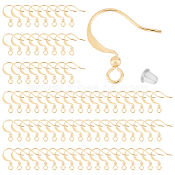 150Pcs Brass Earring Hooks, with Horizontal Loops and 200Pcs Plastic Ear Nuts, Long-Lasting Plated , Real 18K Gold Plated, 16x15.5x2.5mm, Hole: 2.5mm, 24 Gauge, Pin: 0.5mm(KK-DC0002-43)