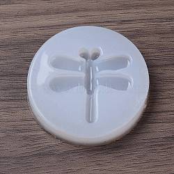 DIY Dragonfly Food Grade Silhouette Silicone Molds, Resin Casting Molds, for UV Resin, Epoxy Resin Jewelry Making, White, 42x7.5mm, Inner Diameter: 29.5x30.5mm(DIY-C071-01)