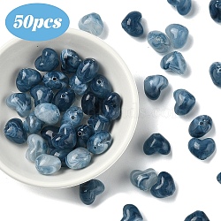 50Pcs Opaque Acrylic Beads, Heart, Steel Blue, 12x10mm(OACR-YW0003-11C)
