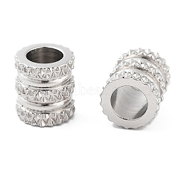 202 Stainless Steel European Beads, Large Hole Beads, Column, Stainless Steel Color, 8x7.3mm, Hole: 4.5mm(STAS-K274-06P)