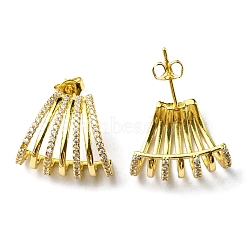 Crystal Rhinestone Claw Stud Earrings, Rack Plating Brass Jewelry, Lead Free & Cadmium Free, Real 18K Gold Plated, 16~16.5x19mm, Pin: 0.8mm(EJEW-D055-05G)