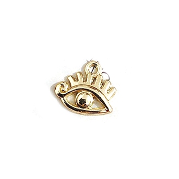 Zinc Alloy Charms, Evil Eye Charm, Golden, 11x12mm, Hole: 3mm