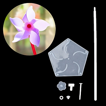 5 Leaf Windmill DIY Kits, including Silicone Mold, Plastic Findings, Pentagon, 115x120x3mm, Hole: 3.7~4.5mm, Inner Diameter: 110x112mm