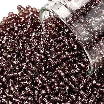 TOHO Round Seed Beads, Japanese Seed Beads, (26B) Silver Lined Medium Amethyst, 11/0, 2.2mm, Hole: 0.8mm, about 50000pcs/pound