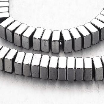 Electroplate Non-magnetic Synthetic Hematite Bead Strands, Square Heishi Beads, Silver Plated, 6x6x3mm, Hole: 1mm, about 136pcs/strand, 15.7 inch