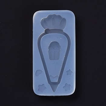 Piping Bag Shape DIY Silicone Molds, Resin Casting Molds, For UV Resin, Epoxy Resin Jewelry Making, White, Cake Pattern, 88x43x11mm