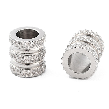 202 Stainless Steel European Beads, Large Hole Beads, Column, Stainless Steel Color, 8x7.3mm, Hole: 4.5mm