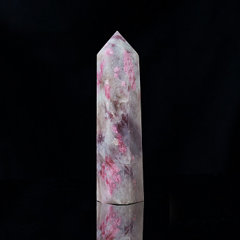 Natural Plum Blossom Tourmaline Pointed Prism Bar Home Display Decoration, Healing Stone Wands, for Reiki Chakra Meditation Therapy Decos, Faceted Bullet, 40~50mm