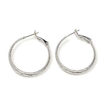 Twisted Big Ring Huggie Hoop Earrings for Girl Women, Long-Lasting Plated Brass Earrings, Platinum, 34.7x29x2.8mm, Pin: 0.8mm