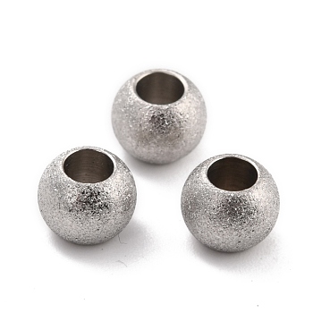 201 Stainless Steel Beads, Round, Stainless Steel Color, 8x6mm, Hole: 4mm