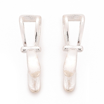 925 Sterling Silver Ice Pick Pinch Bails, Silver, 17x10x5mm, Hole: 5.5x2.5mm, Pin: 0.6mm