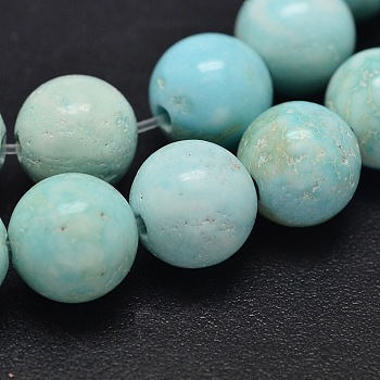 Natural Howlite Beads Strands, Dyed & Heated, Round, Turquoise, 8mm, Hole: 1mm, about 37pcs/strand, 15.5 inch(39.4cm)
