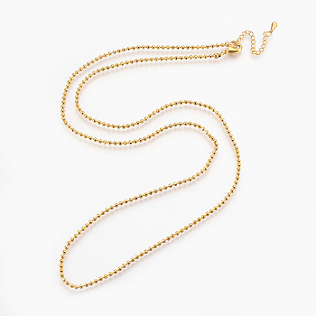 Brass Ball Chain Necklace Making, with Alloy Lobster Claw Clasps and Alloy Extender Chains, Long-Lasting Plated, Golden, 29.9 inch(76cm), 2mm