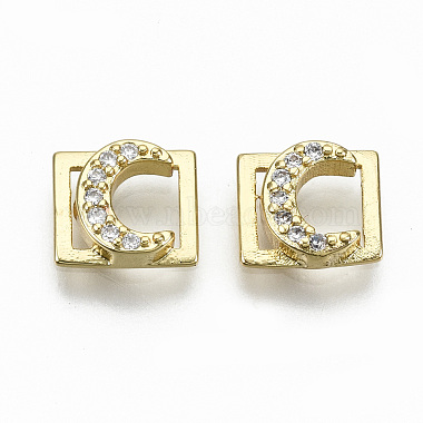 Real 16K Gold Plated Clear Rectangle Brass+Cubic Zirconia Cabochons