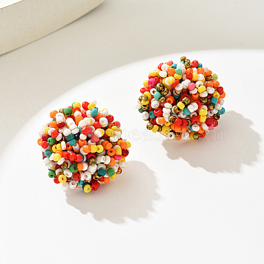 Colorful Half Round Plastic Stud Earrings