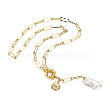 Colliers de lariat de perle de perle baroque naturelle keshi(NJEW-JN03042-01)-2