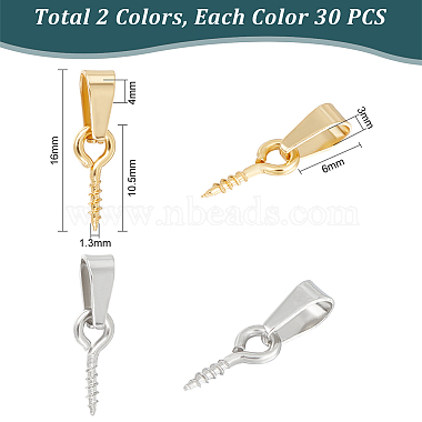 60Pcs 2 Colors 304 Stainless Steel Screw Eye Peg Bails(STAS-UN0052-86)-3