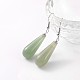 Teardrop Platinum Tone Brass Natural Green Aventurine Dangle Earrings(EJEW-M058-06)-1