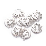 Tibetan Style Alloy Pendants, Cadmium Free & Lead Free, Sun and Moon, Antique Silver, 29x26x2mm, Hole: 2mm(TIBEP-22752-AS-RS)