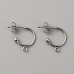 304 Stainless Steel Stud Earring Findings, with Horizontal Loops, Round, Stainless Steel Color, 16x13.5x3mm, Hole: 1.8mm(X1-STAS-TAC0017-02B)