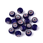 Handmade Millefiori Glass Round Beads, Chevron Beads, Prussian Blue, 6~6.5mm, Hole: 0.7~2mm(LA-N002-08A)