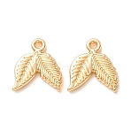 Alloy Charms, Textured Leaf Charms, Rack Plating, Long-Lasting Plated, Lead Free & Cadmium Free, Golden, 13.5x12x2mm, Hole: 1.4mm(AL-CBAB7DD-13G)